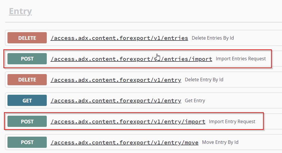 Importing content with the entry endpoint