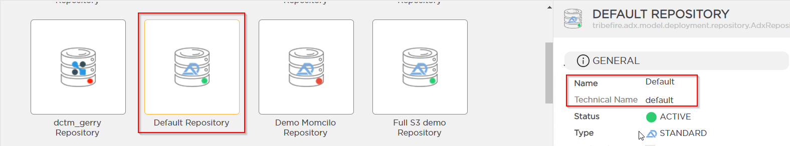 Repository names in the Administration Area user interface