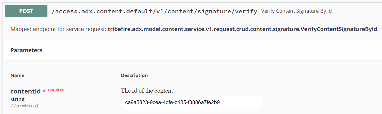 Verifying content signature by ID